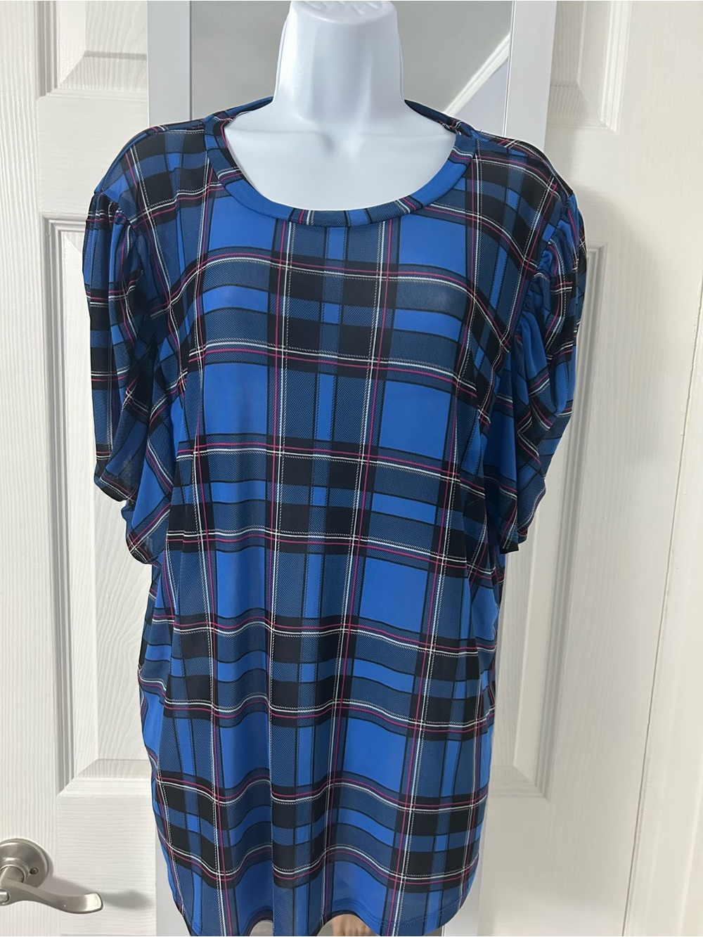 Love Blue Plaid Tunic Top